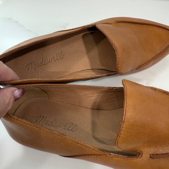 Madewell Leather Loafers Pointed Toe Flats Shoes Tan Preppy Office Womens 6.5 - Picture 10 of 12